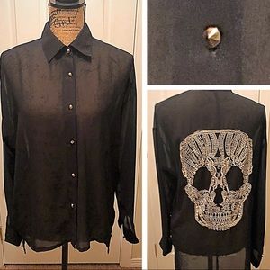 Sheer Skull Button Up